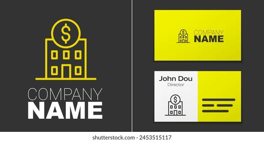 Logotype line Bank building icon isolated on grey background. Logo design template element. Vector