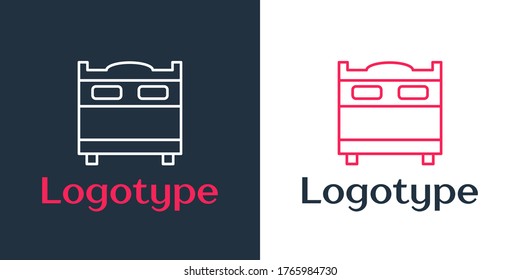 Logotype line Bedroom icon isolated on white background. Wedding, love, marriage symbol. Bedroom creative icon from honeymoon collection. Logo design template element. Vector