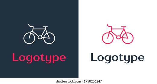 Logotype line Bicycle icon isolated on white background. Bike race. Extreme sport. Sport equipment. Logo design template element. Vector