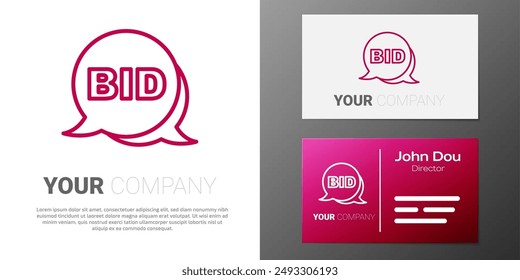 Logotype line Bid icon isolated on white background. Auction bidding. Sale and buyers. Logo design template element. Vector