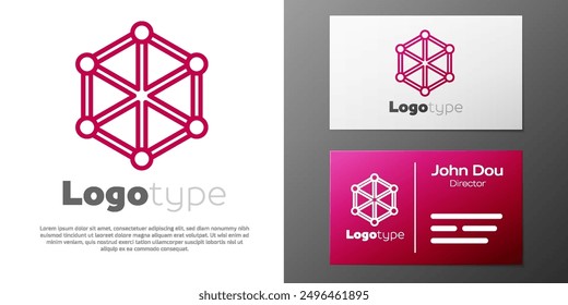 Logotype line Blockchain technology icon isolated on white background. Cryptocurrency data. Abstract geometric block chain network technology business. Logo design template element. Vector