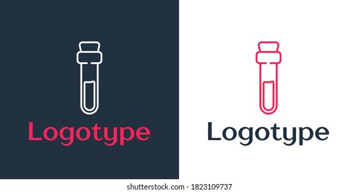 Logotype line Bottle with love potion icon isolated on white background. Valentines day symbol. Logo design template element. Vector Illustration