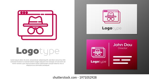 Logotype line Browser incognito window icon isolated on white background. Logo design template element. Vector
