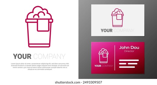 Logotype line Bucket with foam and bubbles icon isolated on white background. Cleaning service concept. Logo design template element. Vector