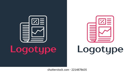 Logotype line Business finance report icon isolated on white background. Audit and analysis, document, plan symbol. Logo design template element. Vector