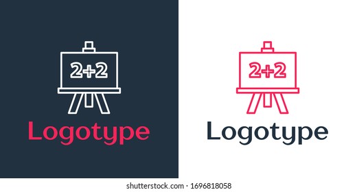 Icono de Calculadora de línea de logotipo aislado en fondo blanco. Símbolo de contabilidad. Cálculos empresariales, educación y finanzas matemáticas. Elemento de plantilla de diseño del logotipo. Ilustración vectorial