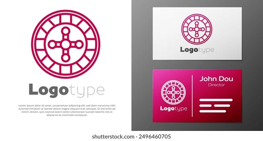 Logotype line Casino roulette wheel icon isolated on white background. Logo design template element. Vector