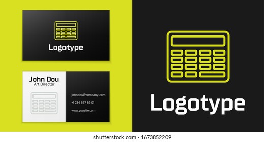 Logotype line Chalkboard icon isolated on black background. School Blackboard sign. Logo design template element. Vector Illustration