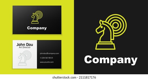 Logotype line Chess icon isolated on black background. Business strategy. Game, management, finance. Logo design template element. Vector