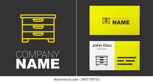 Línea de logotipo Icono de conjunto de cajones aislados en fondo gris. Elemento de plantilla de diseño de logotipo. Vector