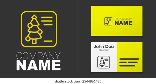 Logotype line Christmas postcard icon isolated on grey background. Merry Christmas and Happy New Year. Logo design template element. Vector