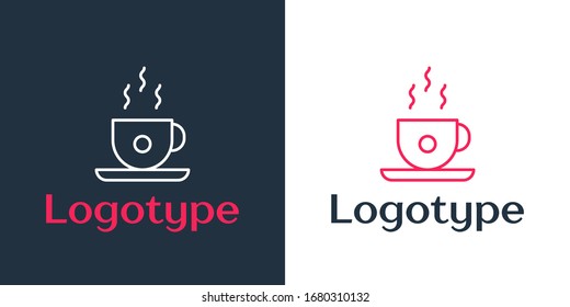 Logotype line Coffee cup icon isolated on white background. Tea cup. Hot drink coffee. Logo design template element. Vector Illustration