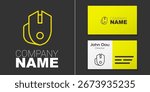 Logotype line Computer mouse gaming icon isolated on grey background. Optical with wheel symbol. Logo design template element. Vector