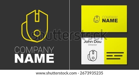 Logotype line Computer mouse gaming icon isolated on grey background. Optical with wheel symbol. Logo design template element. Vector