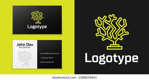 Logotype line Coral icon isolated on black background. Logo design template element. Vector