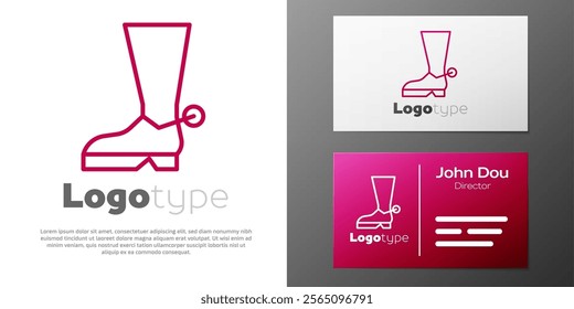 Logotype line Cowboy boot icon isolated on white background. Logo design template element. Vector Illustration