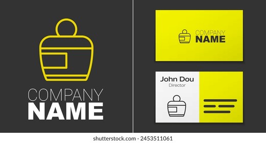 Logotype line Cream or lotion cosmetic tube icon isolated on grey background. Body care products for woman. Logo design template element. Vector