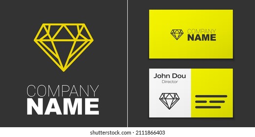 Logotype line Diamond icon isolated on grey background. Jewelry symbol. Gem stone. Logo design template element. Vector