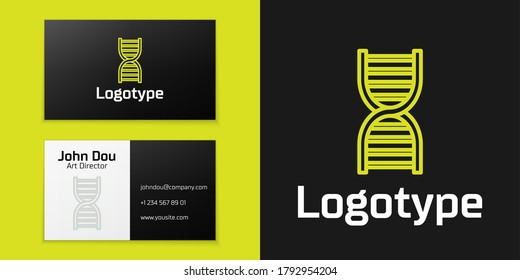 Logotype line DNA symbol icon isolated on black background. Logo design template element. Vector Illustration