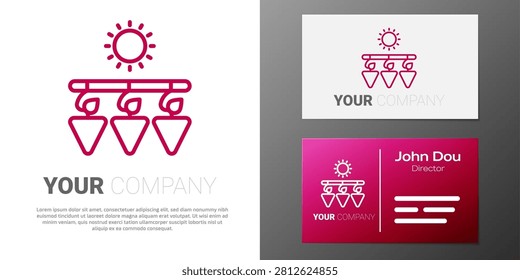 Logotype line Drying grapes icon isolated on white background. Dried grapes. Logo design template element. Vector