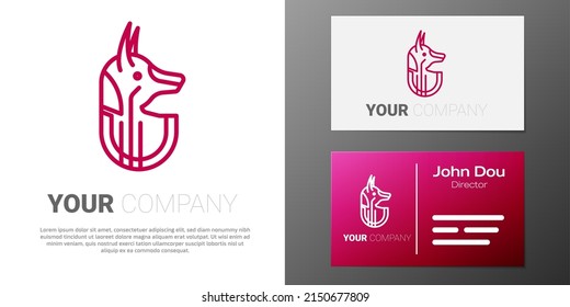 Logotype line Egyptian anubis icon isolated on white background. Logo design template element. Vector