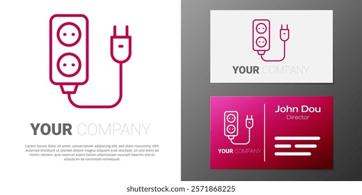 Logotype line Electric extension cord icon isolated on white background. Power plug socket. Logo design template element. Vector