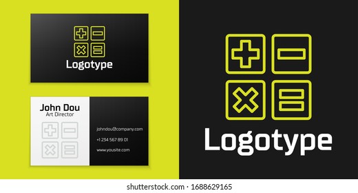 Logotype line Feather and inkwell icon isolated on black background. Logo design template element. Vector Illustration