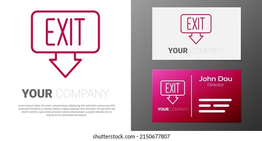 Logotype line Fire exit icon isolated on white background. Fire emergency icon. Logo design template element. Vector