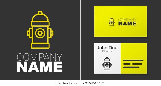 Logotype line Fire hydrant icon isolated on grey background. Logo design template element. Vector