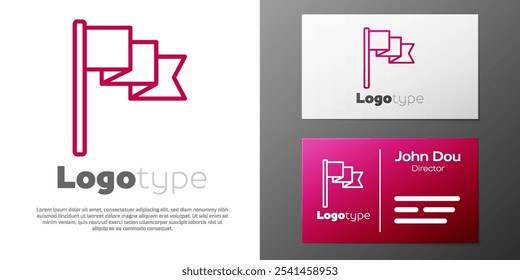 Logotype line Flag icon isolated on white background. Location marker symbol. Logo design template element. Vector