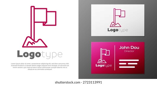 Logotype line Flag icon isolated on white background. Location marker symbol. Logo design template element. Vector