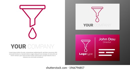Logotype line Funnel or filter icon isolated on white background. Logo design template element. Vector