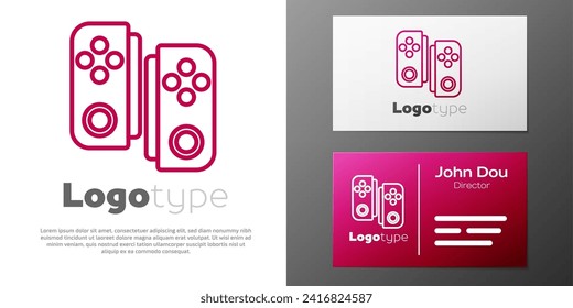 Logotype line Gamepad icon isolated on white background. Game controller. Logo design template element. Vector Illustration