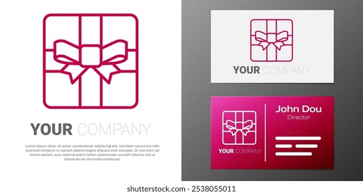 Logotipo línea icono de caja de regalo aislado sobre fondo blanco. Día de San Valentín. Elemento de Plantilla de diseño de logotipo. Vector