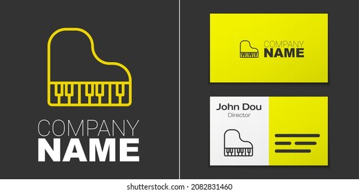 Logotype line Grand piano icon isolated on grey background. Musical instrument. Logo design template element. Vector