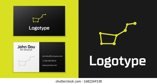 Logotype line Great Bear constellation icon isolated on black background. Logo design template element. Vector Illustration