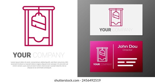 Logotype line Guillotine medieval execution icon isolated on white background. Logo design template element. Vector