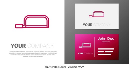 Logotype line Hacksaw icon isolated on white background. Metal saw for wood and metal. Logo design template element. Vector