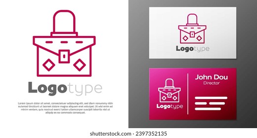 Logotype line Handbag icon isolated on white background. Female handbag sign. Glamour casual baggage symbol. Logo design template element. Vector