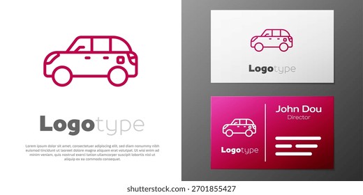 Logotyp, Linie Hatchback, Symbol für ein Auto, einzeln auf weißem Hintergrund. Element der Logo-Entwurfsvorlage. Vektorgrafik