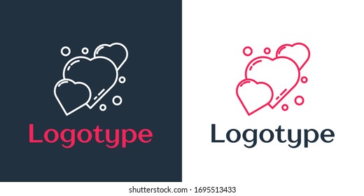 Logotype line Heart icon isolated on white background. Romantic symbol linked, join, passion and wedding. 8 March. Happy Women Day. Logo design template element. Vector Illustration