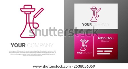 Logotype line Hookah icon isolated on white background. Logo design template element. Vector