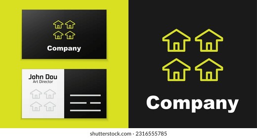 Logotype line House icon isolated on black background. Real estate agency or cottage town elite class. Logo design template element. Vector