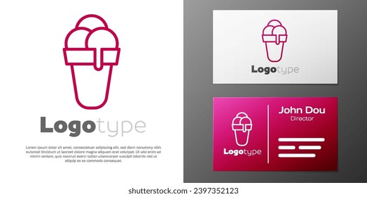 Logotype line Ice cream in waffle cone icon isolated on white background. Sweet symbol. Logo design template element. Vector