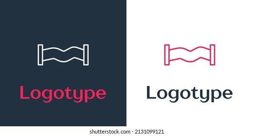 Logotype line Industry metallic pipe icon isolated on white background. Plumbing pipeline parts of different shapes. Logo design template element. Vector