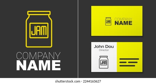Logotype line Jam jar icon isolated on grey background. Logo design template element. Vector