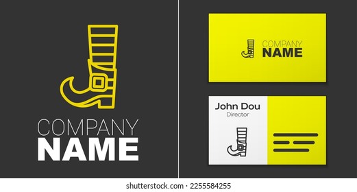 Logotype line Leprechaun boot icon isolated on grey background. Happy Saint Patricks day. National Irish holiday. Logo design template element. Vector