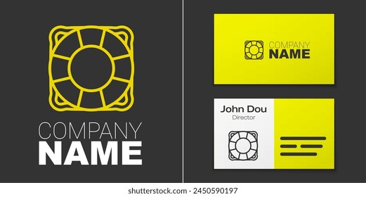 Logotype line Lifebuoy icon isolated on grey background. Lifebelt symbol. Logo design template element. Vector