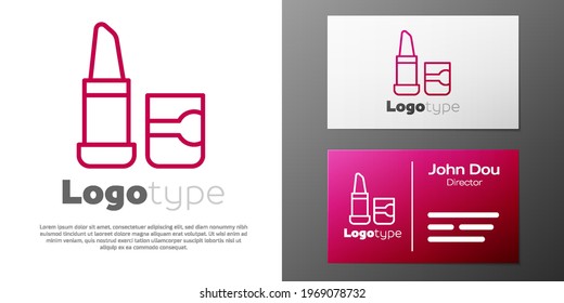 Logotype line Lipstick icon isolated on white background. Logo design template element. Vector