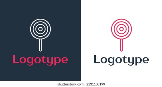 Logotype line Lollipop icon isolated on white background. Candy sign. Food, delicious symbol. Logo design template element. Vector